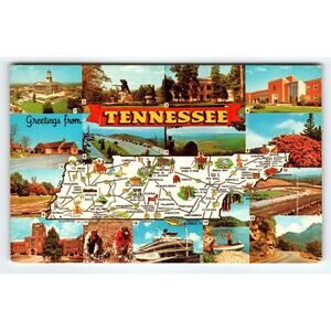 Postcard Greetings From Tennessee State Map Postcard Dexter Chrome Multi View